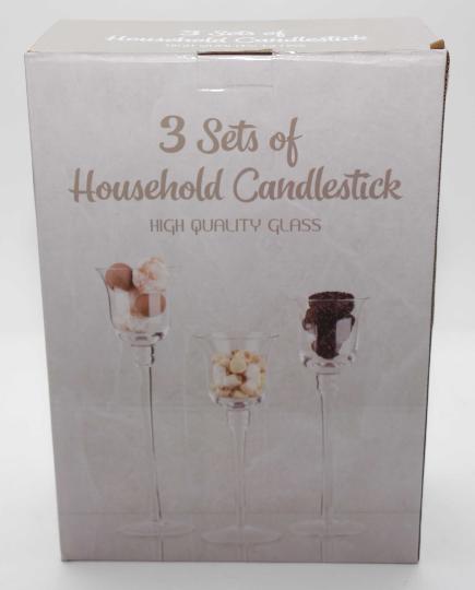 ÜVEG GYERTYATARTÓ SZETT X3 ES08351