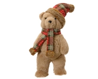 KARÁCSONYI MACI 41CM KOCKÁS SÁL+SAPKA 537444