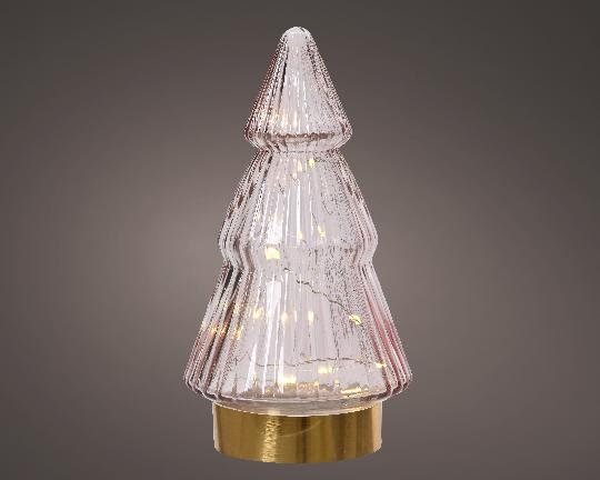 KARÁCSONYI LEDES FENYŐ 19,5CM ÜVEG PINK/WARM WHITE 489005