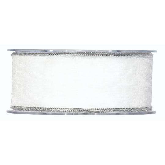 SZALAG 40MMX20M ORGANZA FEHÉR/EZÜST 3348G40