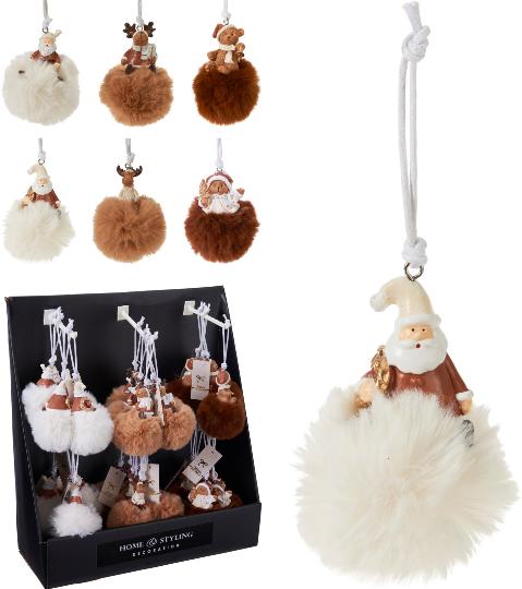 KARÁCSONYI POMPOM FIGURA AKASZTÓS 10CM MIX 547003