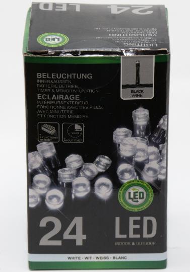 KARÁCSONYI ÉGÖSOR 24LED HIDEG FÉNYÜ FEKETE ZS. ELEMES 470052