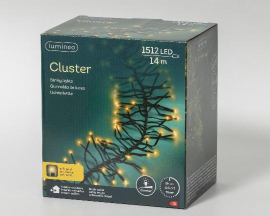 KARÁCSONYI ÉGŐSOR 1512 LEDES CLUSTER SOFT GOLD BLACK WIRE49
