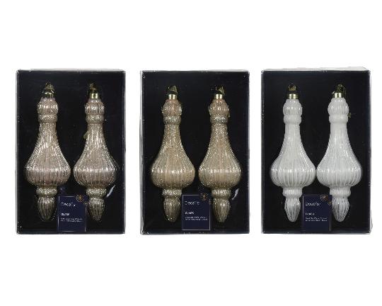 KARÁCSONYI DÍSZ (2DB) 17CM SILVER/PEARL MIX 070395