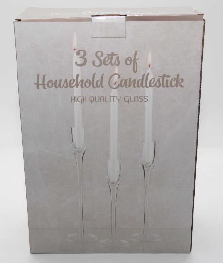 ÜVEG GYERTYATARTÓ 1/10 20,23,26CM X3 ES08353