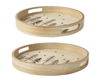 KARÁCSONYI FA TÁLCA FENYÕS,SZARVASOS NATÚR 29CM 707772