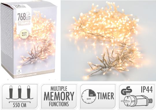 KARÁCSONYI ÉGŐSOR 768 LEDES CLUSTER WARM WHITE 542374
