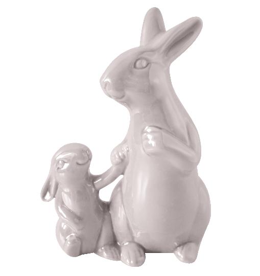 HÚSVÉTI KERÁMIA NYÚL PICIVEL FÉNYES FEHÉR 165213