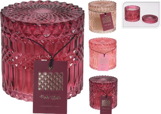 ÜVEG MÉCSESTARTÓ+GYERTYA 85MM 050618