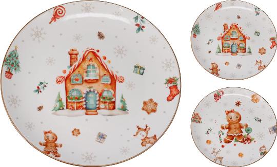 KARÁCSONYI KERÁMIA TÁNYÉR 26CM MÉZESKALÁCSOS 540402