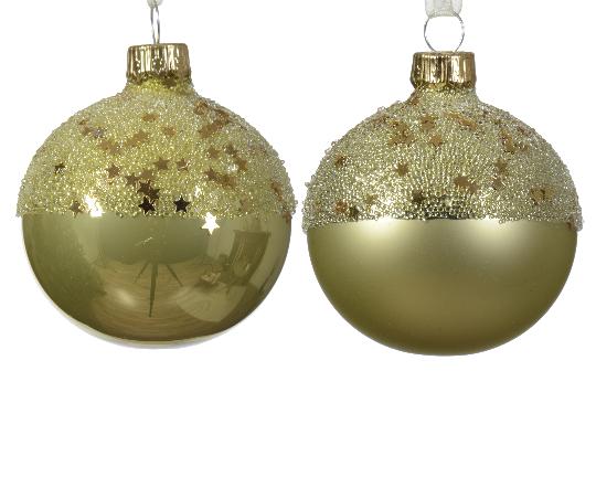 KARÁCSONYI ÜVEG GÖMB (6DB) 6CM CUKROS PISTACHIO 151766