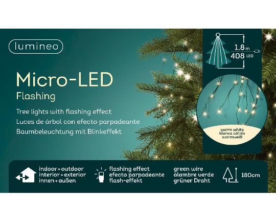 KARÁCSONYI ÉGÖSOR 408LED GREEN WIRE/WARN WHITE 496141