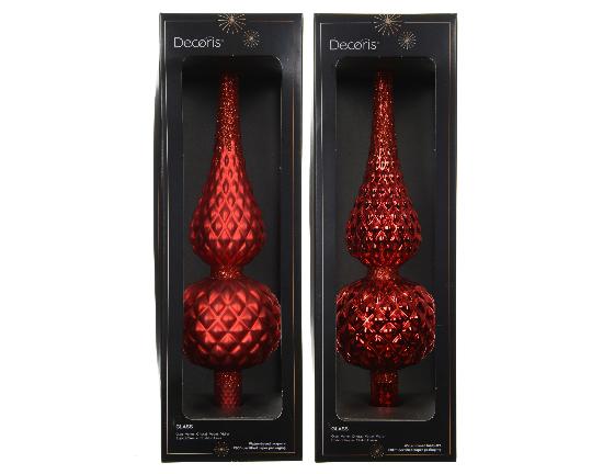 KARÁCSONYI CSÚCSDÍSZ 30,5CM MINTÁS CHRISTMAS RED 109002