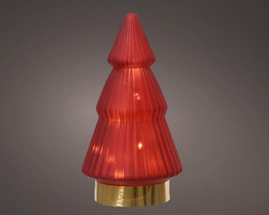 KARÁCSONYI LEDES FENYŐ 19,5CM ÜVEG RED/WARM WHITE 489006