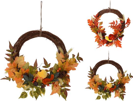 ŐSZI KOSZORÚ 40CM MIX 519206