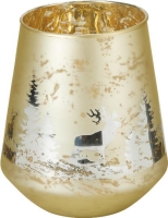 KARÁCSONYI ÜVEG MÉCSESTARTÓ 16CM SZARVASOS 550317