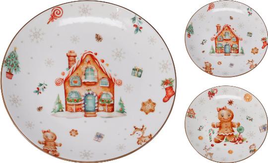 KARÁCSONYI KERÁMIA TÁNYÉR 20CM MÉZIKÉS 540401