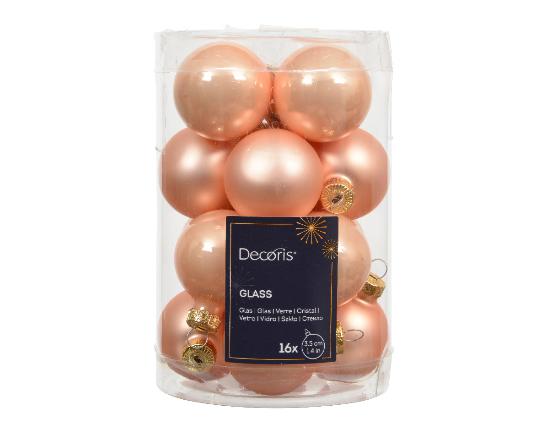 KARÁCSONYI GÖMB (16DB) 3,5CM PEACH PEARL 010747