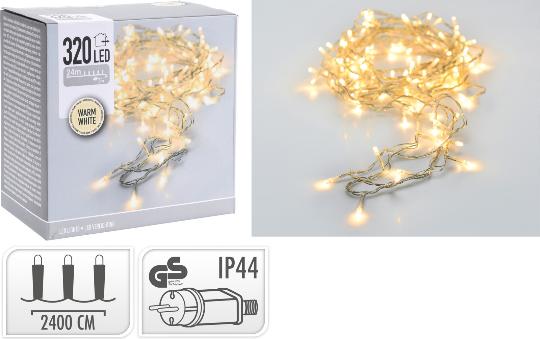 KARÁCSONYI ÉGŐSOR 320 LEDES CLEAR WIRE WARM WHITE 542922