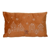KARÁCSONYI PÁRNA 50X30CM MÉZESKALÁCS HÁZIKÓS BROWN 614441