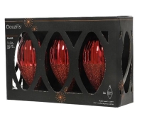KARÁCSONYI GÖMB (3DB) 13CM CSEPP GLITTERES OXBLOOD 148553