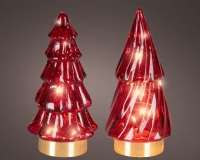 KARÁCSONYI ÜVEG FENYŐ LEDES 13CM RED 481638