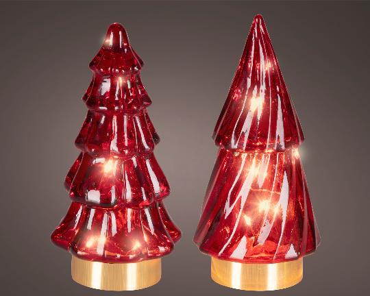 KARÁCSONYI ÜVEG FENYŐ LEDES 13CM RED 481638