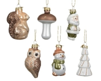 KARÁCSONYI FENYÕFA DÍSZ ÜVEG FIGURA MIX 7,5CM 129606