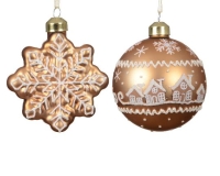 KARÁCSONYI GÖMB, HÓPEHELY 8CM HÁZIKÓS BROWN MIX 071508