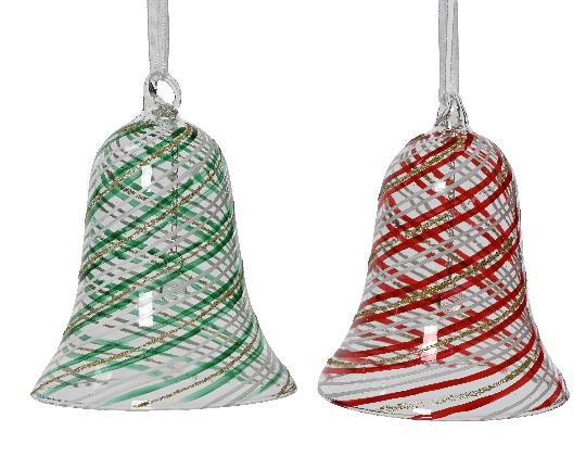 KARÁCSONYI FENYŐFA DÍSZ 11,5CM ÜVEG CSENGŐ 070168