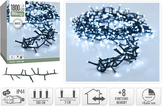 KARÁCSONYI ÉGŐSOR 1800 LEDES HIDEG WHITE 160767