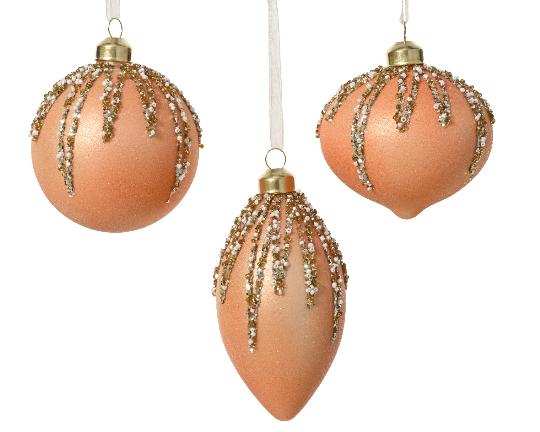 KARÁCSONYI GÖMB 8CM PEACH PEARL MIX X1 071283