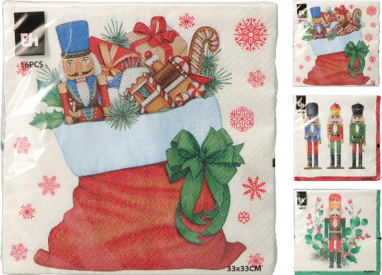 KARÁCSONYI SZALVÉTA 33X33CM X16 MIX 507400
