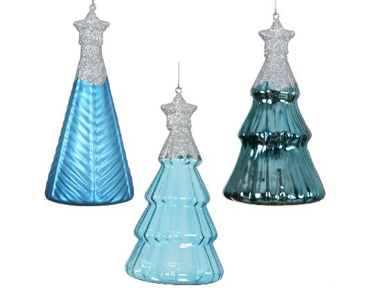 KARÁCSONYI FA DÍSZ AKASZTÓS FENYŐ 12CM FOLK BLUE 121746