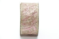 KARÁCSONYI SZALAG 4CM270CM ORGANZA PINK GLITTERES INDÁS