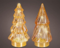 KARÁCSONYI ÜVEG FENYŐ LEDES 13CM AMBER 481636