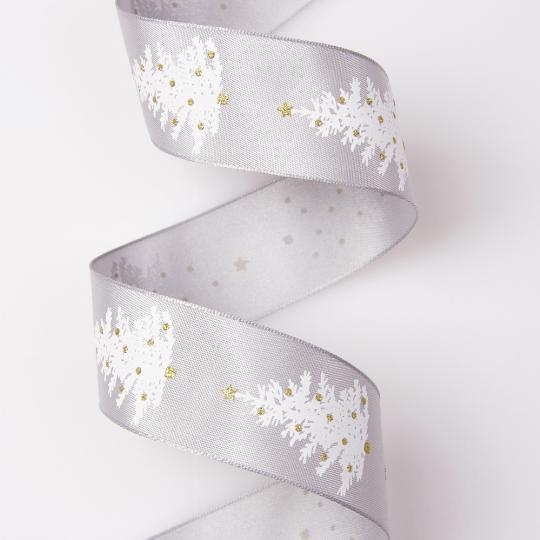 KARÁCSONYI SZALAG 38MMX6,4M FENYÖS EZÜST XA3807-35