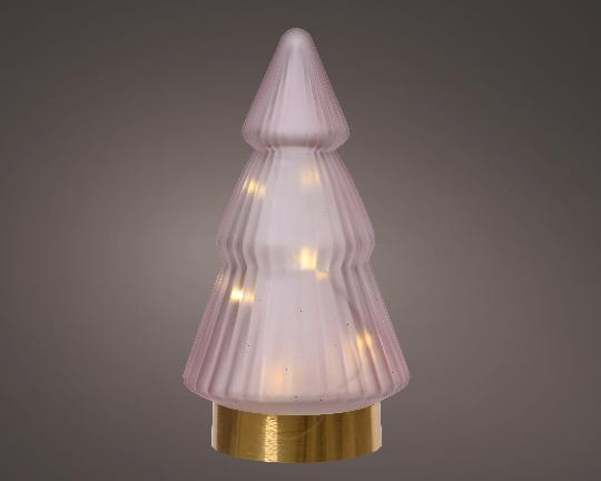 KARÁCSONYI LEDES FENYŐ 19,5CM ÜVEG PINK/WARM WHITE 489010