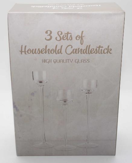 ÜVEG GYERTYATARTÓ SZETT X3 ES08354