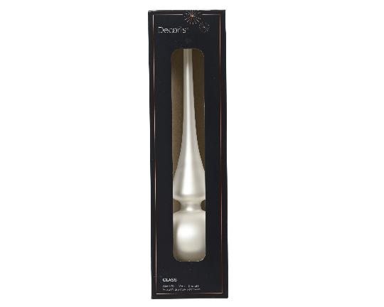 KARÁCSONYI CSUCS DISZ 26CM ÜVEG WINTER WHITE  MATT 113099