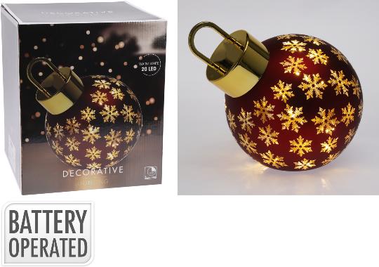 KARÁCSONYI GÖMB 20 LEDES 20CM MATT RED 515905