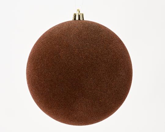 KARÁCSONYI GÖMB (1DB) 14CM FLOKKOLT ESPRESSO 026424