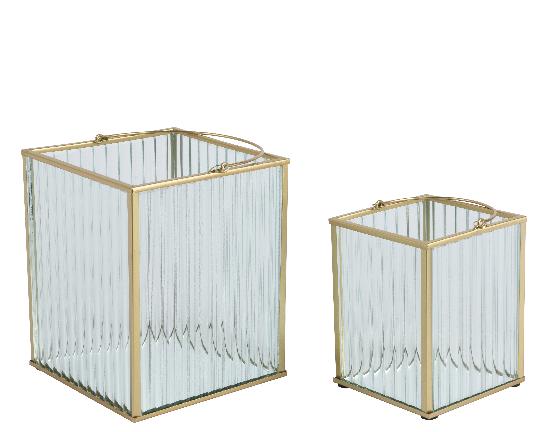 ÜVEG MÉCSESTARTÓ TÜKRÖS 14CM GOLD 383013