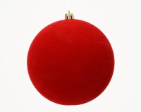 KARÁCSONYI GÖMB (1DB) 14CM FLOKKOLT CHRISTMAS RED 026421