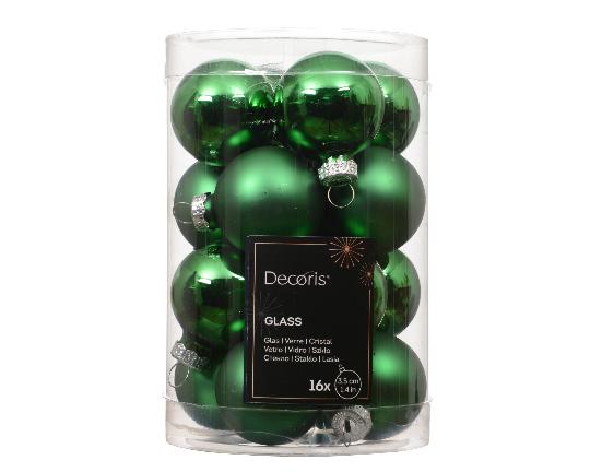 KARÁCSONYI GÖMB (16DB) 3,5CM JOLLY GREEN 010760