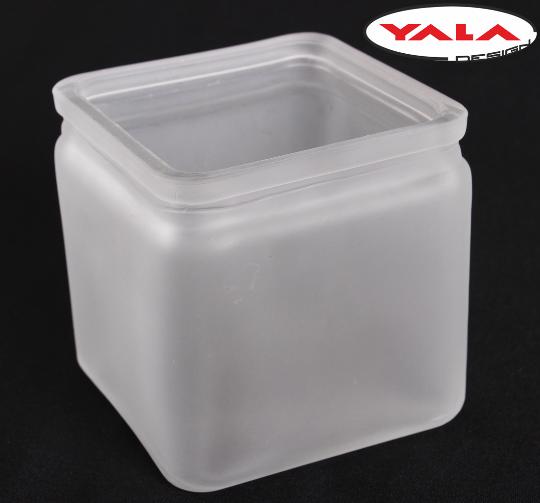 ÜVEG MÉCSESTARTÓ KOCKA 10X10CM FEHÉR 475812
