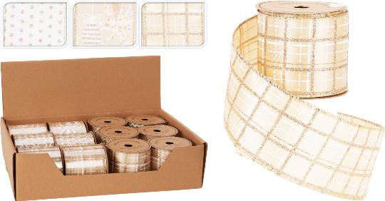 KARÁCSONYI SZALAG 270X6CM GOLD MIX 517545