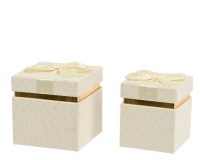 DÍSZDOBOZ KORDB. STRASSZOS 12X12CM CREAM 374269/02