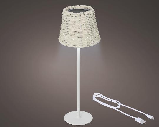 LÁMPA ASZTALI SOLAR 38,5CM FEHÉR/NATUR 890686/687