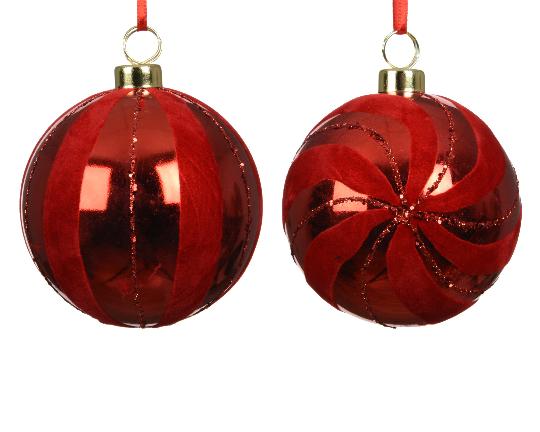 KARÁCSONYI GÖMB 8CM X1 CHRISTMAS RED MIX 026267